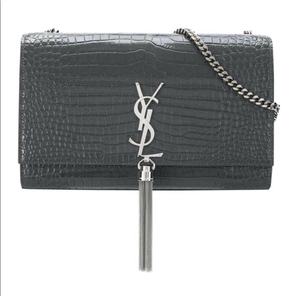 Yves Saint Laurent Handbags - LIKE NEW!! 💯YSL Kate croc tassel bag Grey